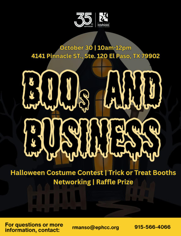 Official artwork for Boos and Business Halloween Mixer on October 30, 2026 in El Paso