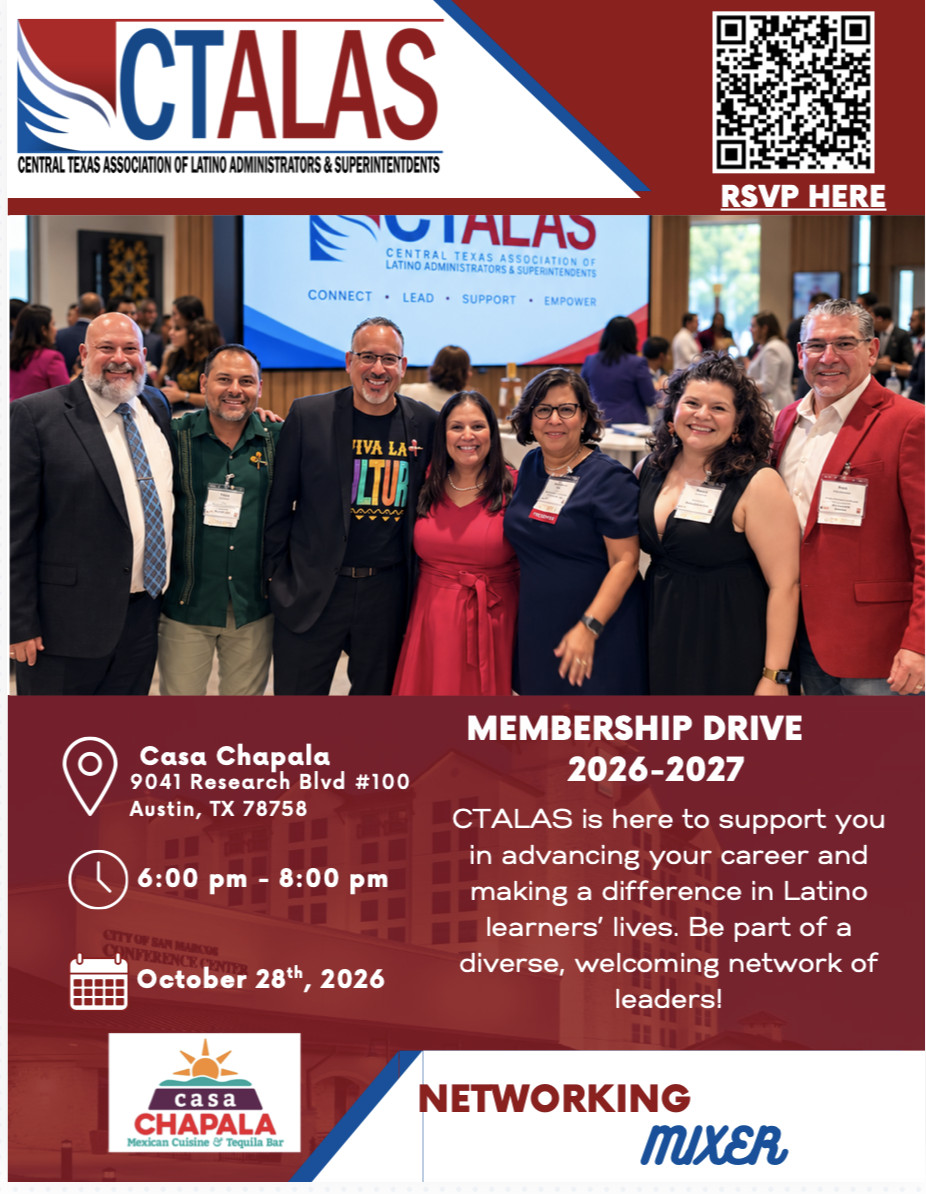 Official CTALAS membership drive flyer for October 28, 2026, at Casa Chapala in Austin