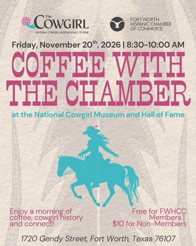 Official artwork for Coffee with the Chamber at the National Cowgirl Museum on November 20, 2026