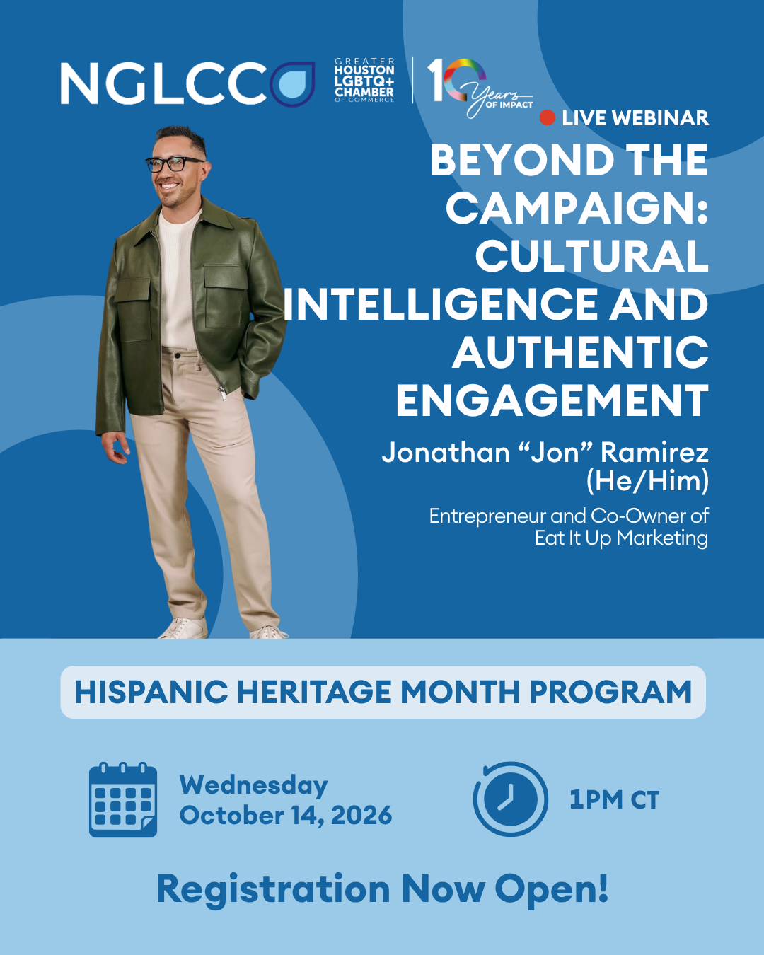 NGLCC Hispanic Heritage Month virtual webinar October 14 2026 official artwork