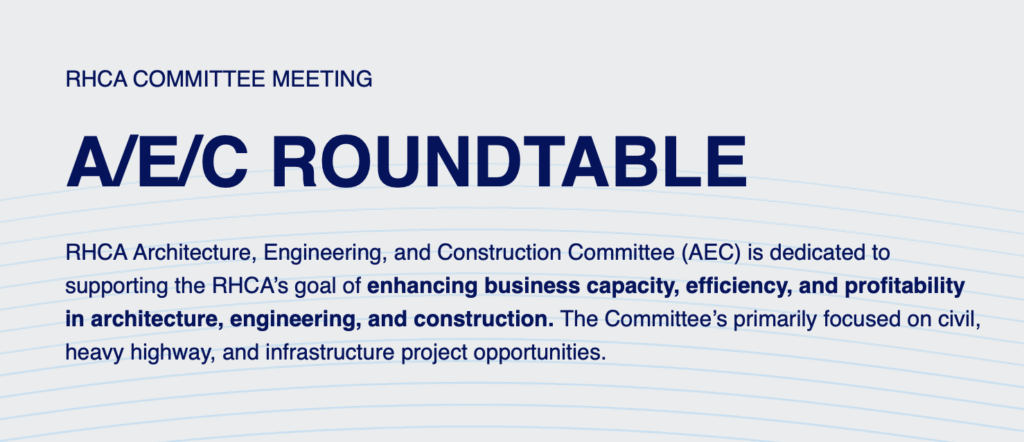 Official promotional image for RHCA Architecture, Engineering & Construction Roundtable – December 2026