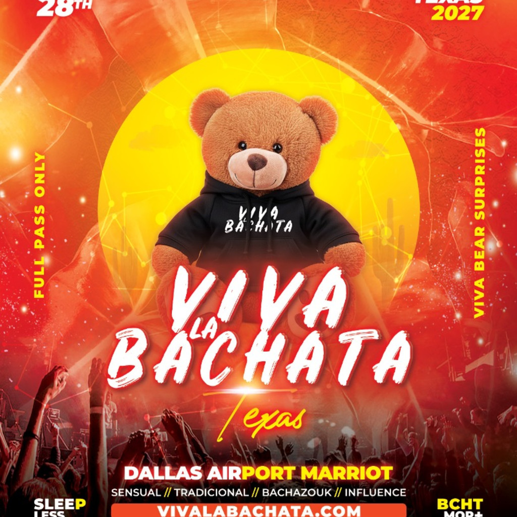 Official Viva La Bachata Texas 2027 artwork announcing January 28 through February 1, 2027.