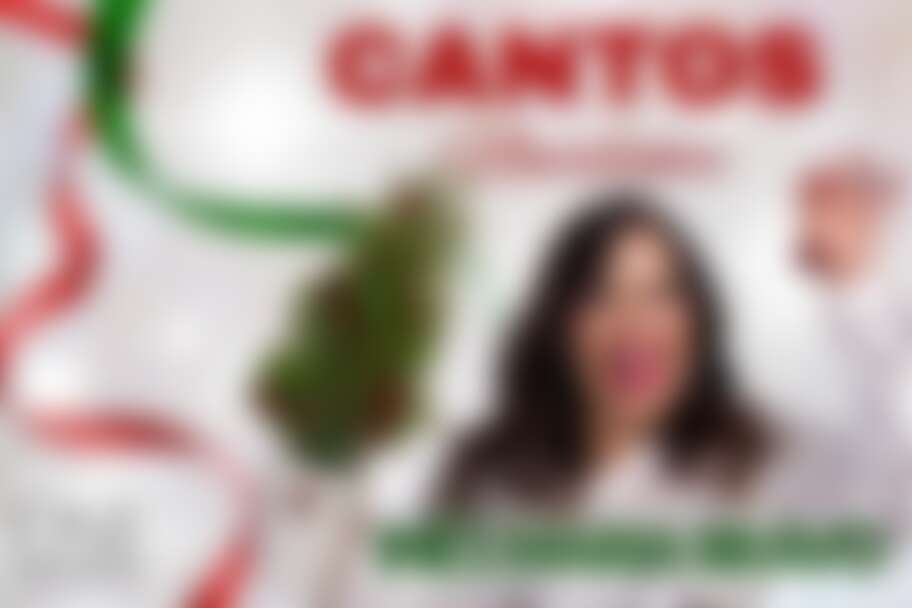 Official Cantos Navideños artwork featuring Inés María Bravo for the December 4, 2026 concert at MATCH in Houston